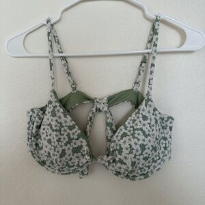 O'neill Floral Bikini Top - Green and White - X-Large